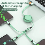 3-in-1 Retractable USB Fast Charging Cable Multi-Port Charger Cord