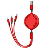 3-in-1 Retractable USB Fast Charging Cable Multi-Port Charger Cord