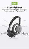 HTC Open-Ear Wireless Headphones | Bluetooth V6.0 Foldable AI Translator