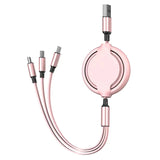 3-in-1 Retractable USB Fast Charging Cable Multi-Port Charger Cord