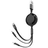 3-in-1 Retractable USB Fast Charging Cable Multi-Port Charger Cord