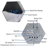 MaadZmec Tech Multi-function Hexagonal Mirror Digital Alarm Clock