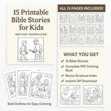 Bible Coloring Pages for Kids – 15-Page Printable Christian Bundle