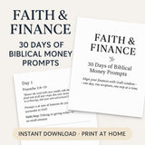 Faith & Finance: 30 Days of Biblical Money Prompts (Printable Download)