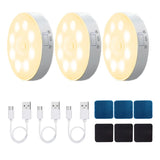 Rechargeable LED Motion Sensor Night Light – Under Cabinet/Stairs/Wardrobe – 3 Pack USB Magnetic Mount