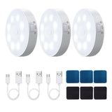 Rechargeable LED Motion Sensor Night Light – Under Cabinet/Stairs/Wardrobe – 3 Pack USB Magnetic Mount
