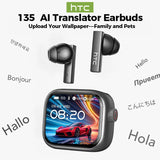 HTC AI Translator Wireless Earbuds | Bluetooth V6 TWS Sports Headphones w/ Noise Reduction Mic