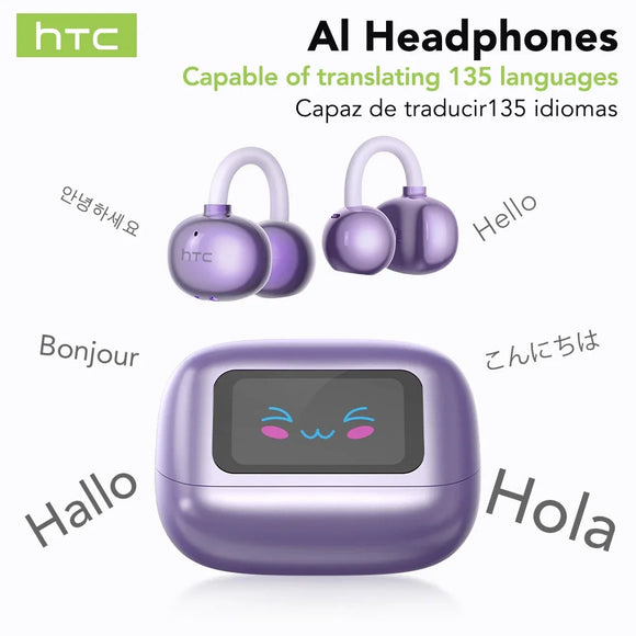 HTC OWS Wireless Ear Clip Earbuds | Bluetooth V6.0 Headphones w/ AI Translator & Noise Reduction