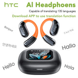HTC AI Translator Wireless Earbuds | Bluetooth Sports Earphones w/ Glowing Earhook & Screen