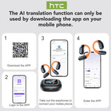HTC AI Translator Wireless Earbuds | Bluetooth Sports Earphones w/ Glowing Earhook & Screen