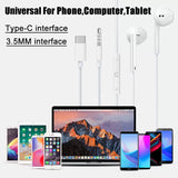 Original Wired Earphones for iPhone iPad Type-C & 3.5mm In-Ear Headphones