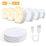 Rechargeable LED Motion Sensor Night Light – Under Cabinet/Stairs/Wardrobe – 3 Pack USB Magnetic Mount