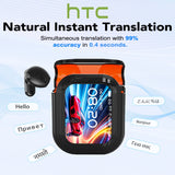 HTC Translator Bluetooth 6.0 Wireless Earphones | Real-Time Translation Headphones, IPX4 Waterproof, Long Battery Life