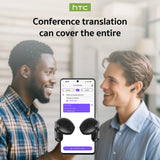 HTC Translator Bluetooth 6.0 Wireless Earphones | Real-Time Translation Headphones, IPX4 Waterproof, Long Battery Life
