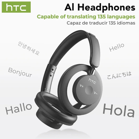HTC Open-Ear Wireless Headphones | Bluetooth V6.0 Foldable AI Translator