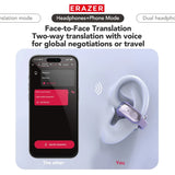 ERAZER Translator Earphones | Bluetooth 6.0 Wireless Sport Headphones w/ LCD