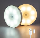 Rechargeable LED Motion Sensor Night Light – Under Cabinet/Stairs/Wardrobe – 3 Pack USB Magnetic Mount