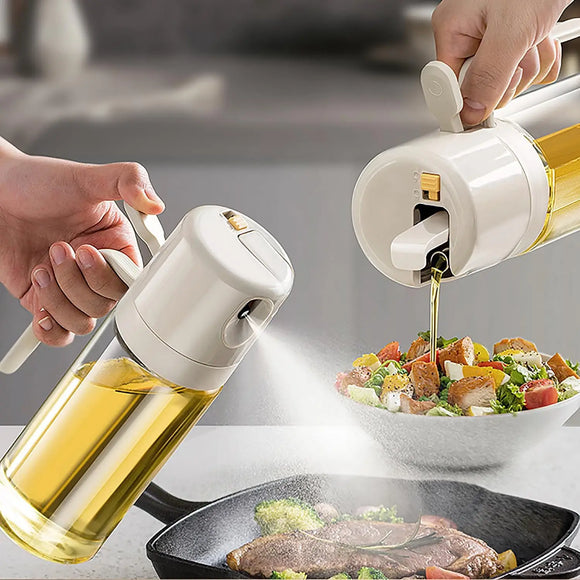 2 in 1 Oil Sprayer Glass Bottle for Cooking