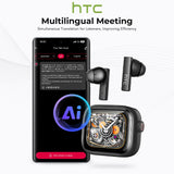HTC AI Translator Wireless Earbuds | Bluetooth V6 TWS Sports Headphones w/ Noise Reduction Mic