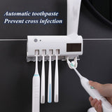 MaadZmec Tech Solar Energy UV Toothbrush Disinfectant Cleaning Agent Storage Bathroom Toothpaste Dispenser Holder Sanitizer