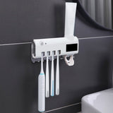 MaadZmec Tech Solar Energy UV Toothbrush Disinfectant Cleaning Agent Storage Bathroom Toothpaste Dispenser Holder Sanitizer