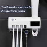 MaadZmec Tech Solar Energy UV Toothbrush Disinfectant Cleaning Agent Storage Bathroom Toothpaste Dispenser Holder Sanitizer