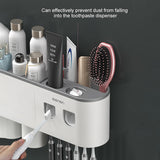 MaadZmec Tech Wall-mounted Toothbrush Holder With 2 Toothpaste Dispenser