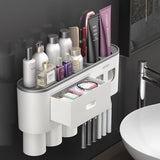 MaadZmec Tech Wall-mounted Toothbrush Holder With 2 Toothpaste Dispenser