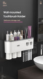 MaadZmec Tech Wall-mounted Toothbrush Holder With 2 Toothpaste Dispenser