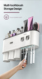 MaadZmec Tech Wall-mounted Toothbrush Holder With 2 Toothpaste Dispenser