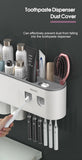 MaadZmec Tech Wall-mounted Toothbrush Holder With 2 Toothpaste Dispenser