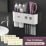 MaadZmec Tech Wall-mounted Toothbrush Holder With 2 Toothpaste Dispenser