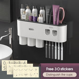 MaadZmec Tech Wall-mounted Toothbrush Holder With 2 Toothpaste Dispenser