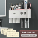 MaadZmec Tech Wall-mounted Toothbrush Holder With 2 Toothpaste Dispenser