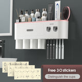 MaadZmec Tech Wall-mounted Toothbrush Holder With 2 Toothpaste Dispenser