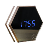 MaadZmec Tech Multi-function Hexagonal Mirror Digital Alarm Clock