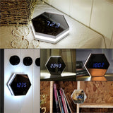 MaadZmec Tech Multi-function Hexagonal Mirror Digital Alarm Clock