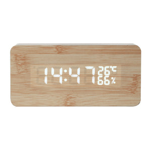 MaadZmec Tech Digital LED Wood Desk Clock Voice Control